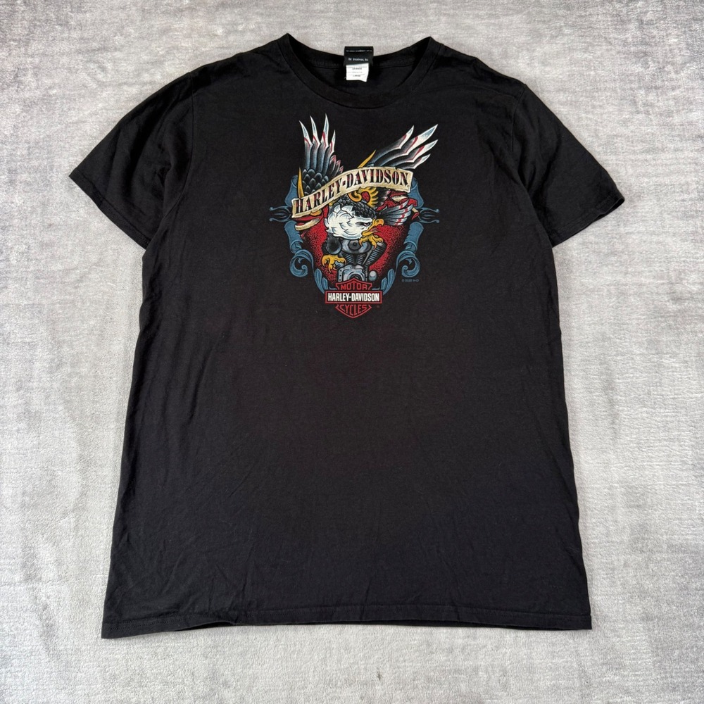 Harley Davidson Shirt Men Large Black Eagle Engine Graphic Biker Tee 2020